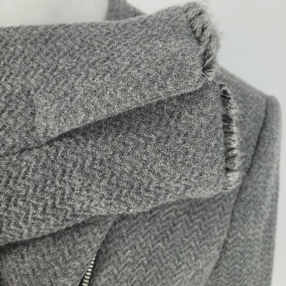 ZARA Trafaluc Outerwear Womens Gray Wool Blend Moto Biker Cropped Jacket Size M - Picture 5 of 8